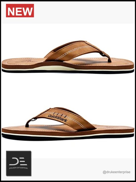Mens Flip Flops Leather Thong Sandals Arch Support Beach Slippers main image 7
